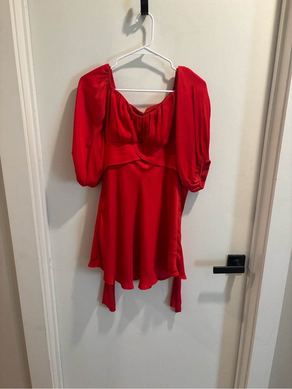 Hello Molly Red Puff Sleeve Mini Dress